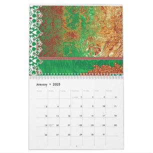 Ein wunderschön gestalteter indischer Schal in Grü Kalender