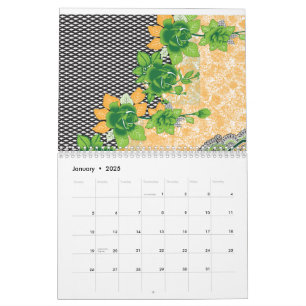Ein wunderschön gestaltetes Muster aus grün und or Kalender
