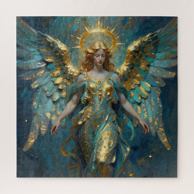 Ein wunderschöner Gold- und Türkis-Engel  (Vertikal)