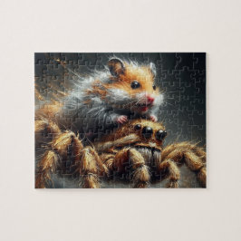 Ein wunderschöner Hamster mit Riesenspinne