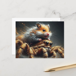 Ein wunderschöner Hamster mit Riesenspinne Postkarte