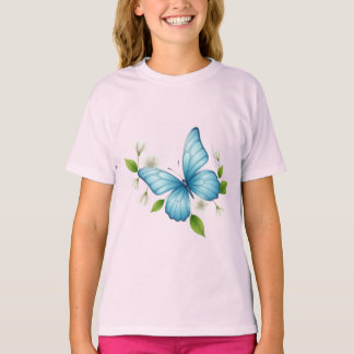 Ein wunderschöner insektenblauer Schmetterling, Gi T-Shirt