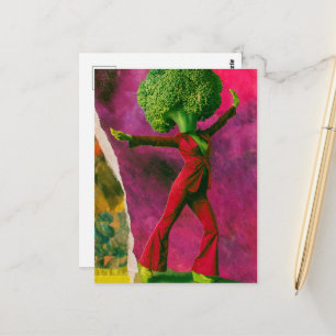 Ein wunderschöner Retro tanzender Brokkoli Postkarte