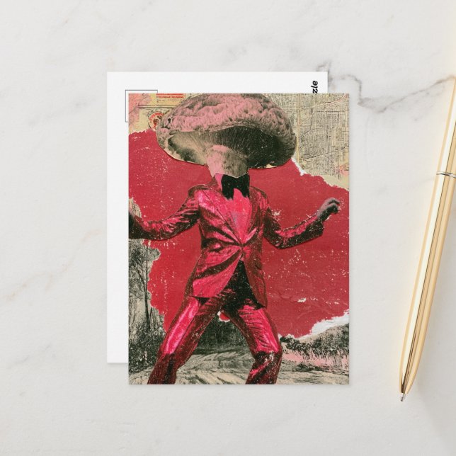 Ein wunderschöner retro tanzender Pilz Postkarte (Vorderseite/Rückseite Beispiel)
