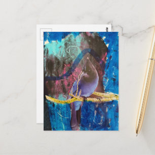 Ein wunderschöner Vogel, der blau ist Mixed Media Postkarte