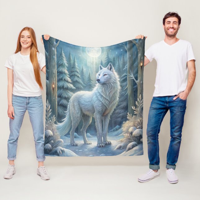 Ein wunderschöner weißer Wolf Fleecedecke (Beispiel)