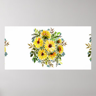 Ein wunderschönes Aquarellbouquet, schöner gelber Poster
