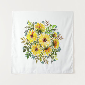 Ein wunderschönes Aquarellbouquet, schöner gelber  Wandteppich