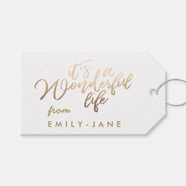 ein wunderschönes Leben Gold Lettern Foil Weihnach Geschenkanhänger (Vorderseite (Horizontal))