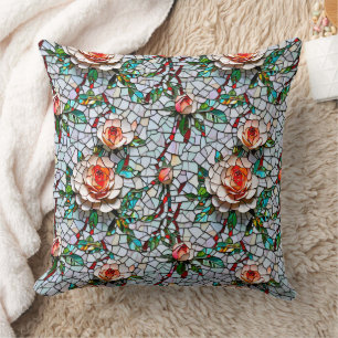 Ein wunderschönes Mosaik-Blumenmuster aus Imitaten Kissen