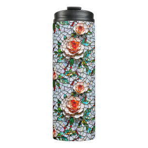Ein wunderschönes Mosaik-Blumenmuster aus Imitaten Thermosbecher