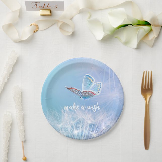 Ein Wunschleuchter und ein Schmetterlingsdesign Pappteller (Hochzeit)