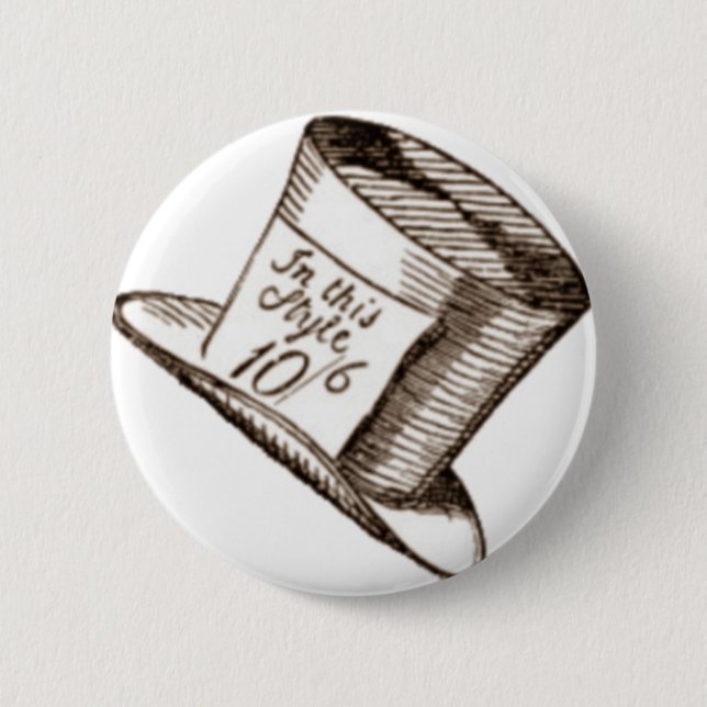 Ein wütender Hutmacher-Hut im Sepia Button (Vorderseite)