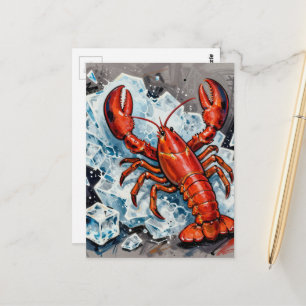 Ein wütender wilder Maine-Hummer bricht Eis Postkarte