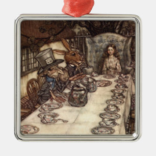 Ein wütendes Hutmacher-Tee-Party durch Arthur Silbernes Ornament