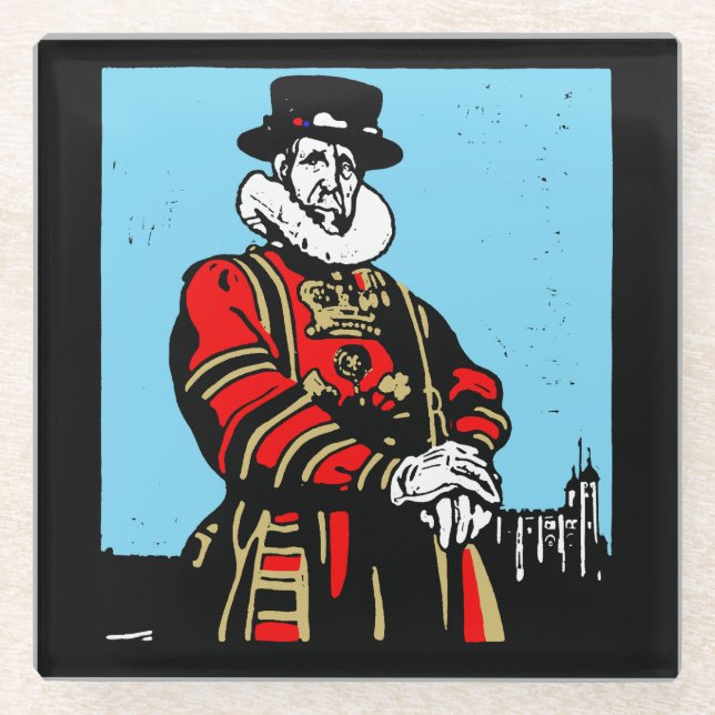 Ein Yeoman Warder oder Beefeater Glasuntersetzer (Vorderseite)