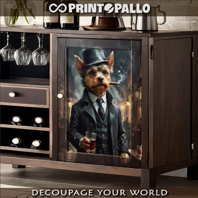 Ein Yorkshire Terrier mit Whiskey in Chicago 1920 Seidenpapier (Von Creator hochgeladen)