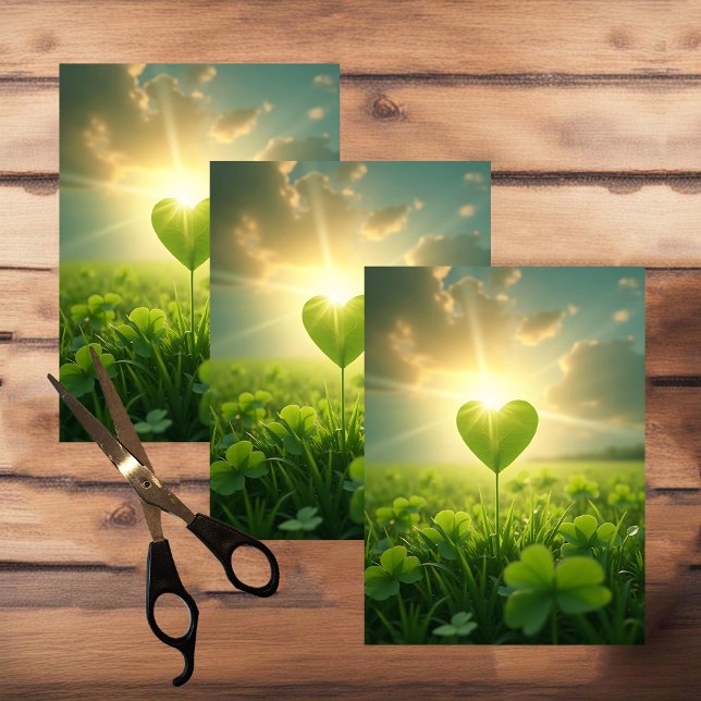 Ein zartes Kleeblatt Herz unter dem Abend Seidenpapier (Von Creator hochgeladen)