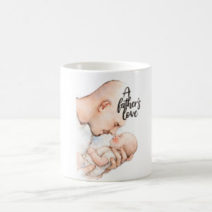 Ein zärtlicher Moment eines Vaters Kaffeetasse