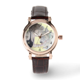 Ein zärtliches zeichn von Mädchen, die sich akita  Armbanduhr
