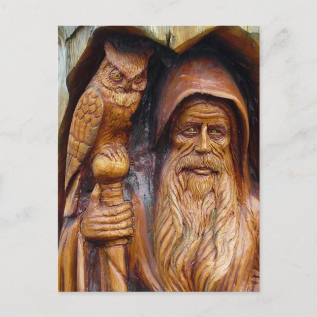 Ein Zauberer und eine Schüssel tauchen aus Höhle a Postkarte (Vorderseite)