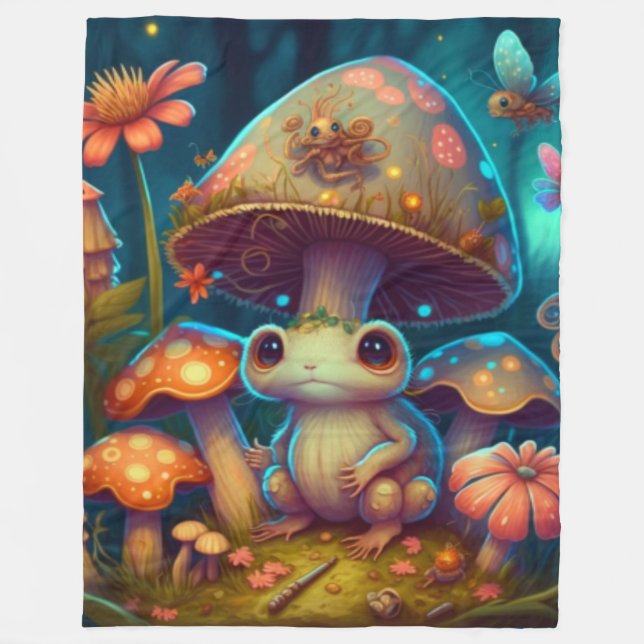 Ein zauberhafter Pilzfrosch Fleecedecke (Vorderseite)