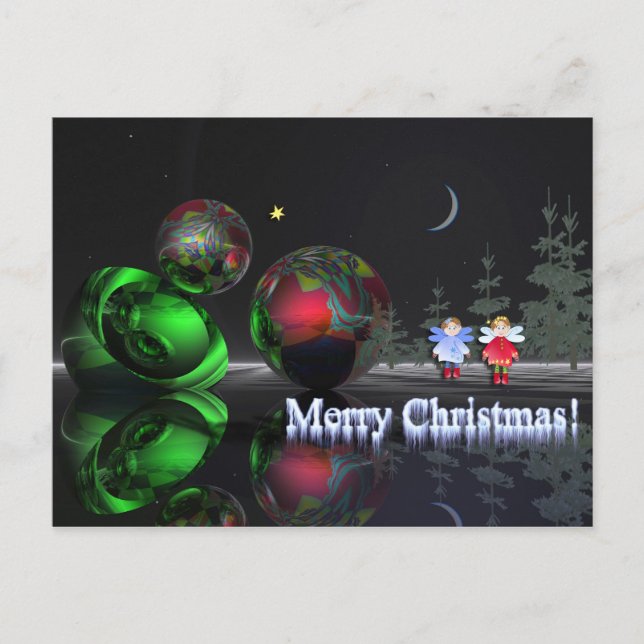 Ein zauberhafter Weihnachtsabend Feiertagspostkarte (Vorderseite)