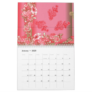 Ein zauberhaftes Blumenmuster in Rosa und Rosa. Kalender