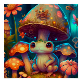 Ein zauberhaftes Pilzfrosch-Poster Poster