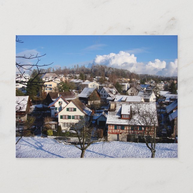 Ein zauberhaftes Winterdorf Postkarte (Vorderseite)