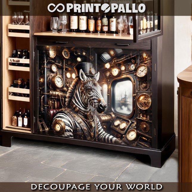 Ein Zebra mit viktorianischem Zug aus der Zeit des Seidenpapier (Von Creator hochgeladen)