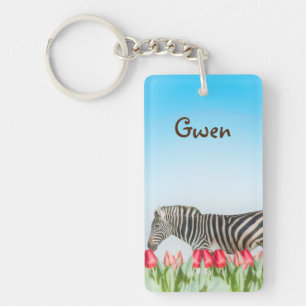 Ein Zebra unter den Tulpen Schlüsselanhänger