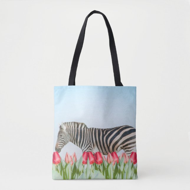 Ein Zebra unter den Tulpen Tasche (Vorderseite)