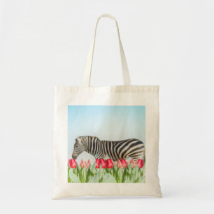 Ein Zebra unter den Tulpen Tragetasche