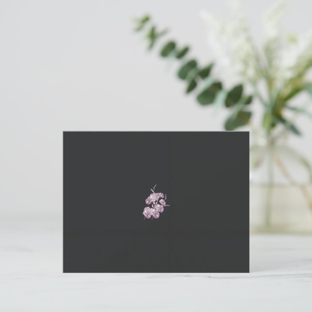 ein zeichn einer Pflanze mit violetten Blumen Postkarte (Stehend Vorderseite)