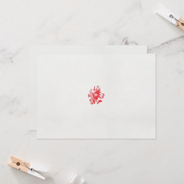 ein zeichn einer roten Blume auf weißem Hintergrun Einladung (Vorderseite/Rückseite Beispiel)
