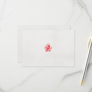 ein zeichn einer roten Blume auf weißem Hintergrun RSVP Karte