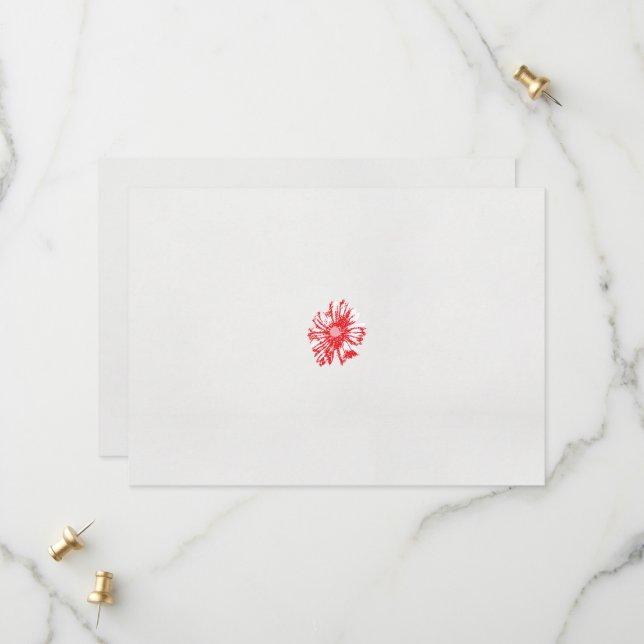 ein zeichn einer roten Blume auf weißem Hintergrun Save The Date (Vorderseite/Rückseite Beispiel)