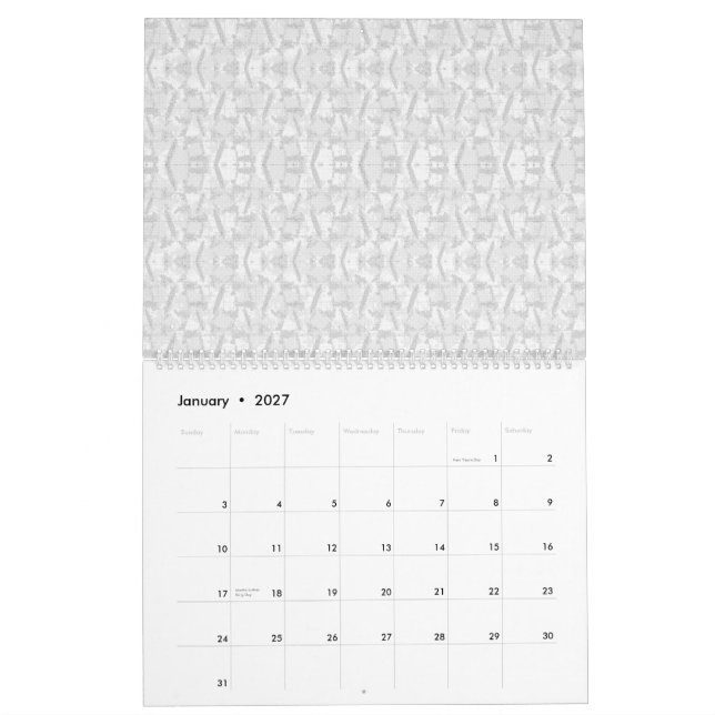 Ein zeitgenössisches Tapeten-Design, das eine Arra Kalender (Jan 2027)