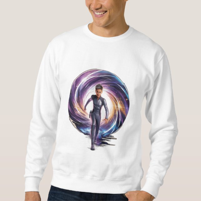 Ein Zeitreisender, der durch ein Portal geht, mit  Sweatshirt (Vorderseite)