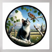 Ein zirkuläres 3D Bild einer schönen Tuxedo Katze