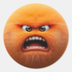 Ein zorniger, zorniger Orangenkugel Runder Aufkleber