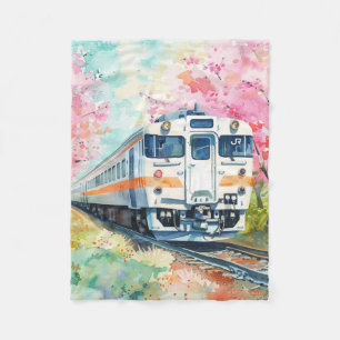 Ein Zug im Frühling Fleecedecke