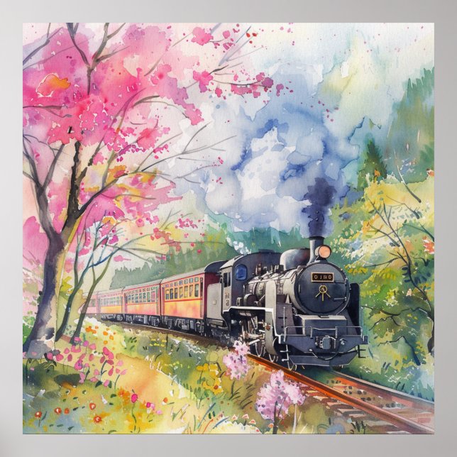 Ein Zug im Frühling Poster (Vorne)