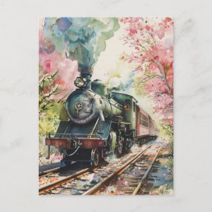 Ein Zug im Frühling Postkarte