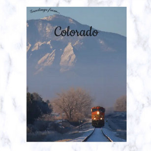 Ein Zug im Winter in Boulder Colorado Postkarte