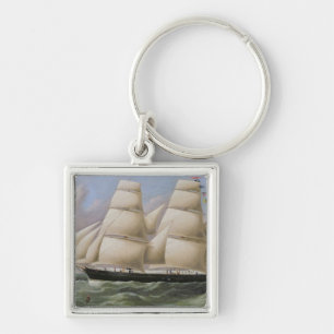 Ein zwei bemasteter Schooner vor Dover (Öl auf Schlüsselanhänger