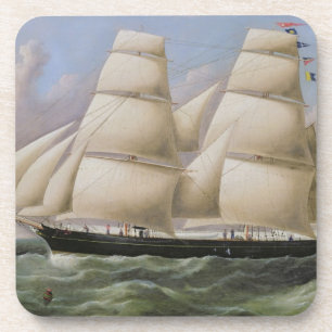 Ein zwei bemasteter Schooner vor Dover (Öl auf Untersetzer