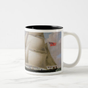 Ein zwei bemasteter Schooner vor Dover (Öl auf Zweifarbige Tasse