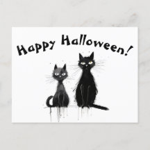 Ein zwei schwarze Katzen glückliches Halloween